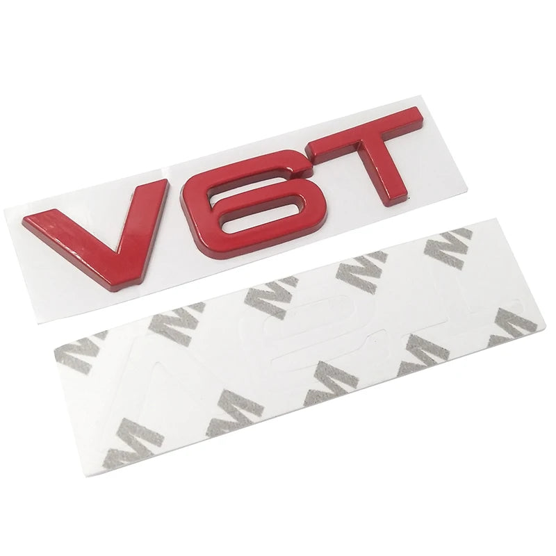 Car Styling 3D Metal V6T V8T V6 V8 T Fender Side Body Emblem Tail Trunk Fender Badge Sticker For Audi A4 A3 A5 A6 A1 Q3 Q5 Q7