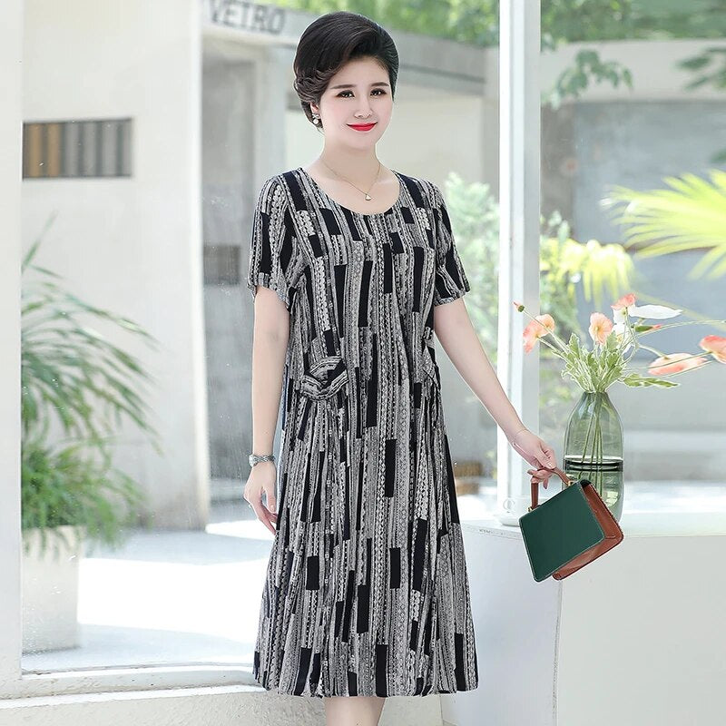 2023 New Loose Summer Dress High Quality Vintage Dress Casual Women Midi Dress Summer Clothes For Women