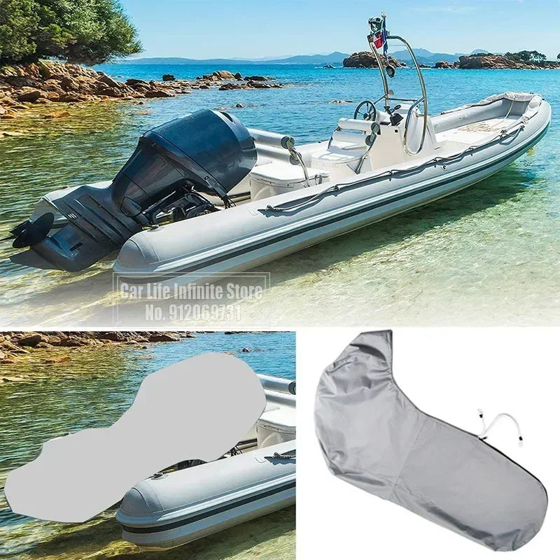 600D 6-225HP Full Outboard Motor Engine Boat Cover Grey Waterproof Anti-scratch Heavy Duty Outboard Engine Protector