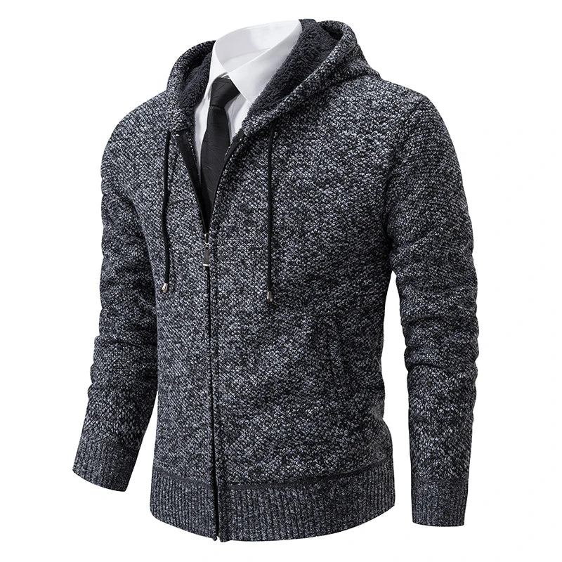 Mens Autumn Winter Sweater Hoodies Fleece Cardigan Zip Jacket Knitting Cardigans Fashion Casual Slim Fit Korean Mens Top Clothes