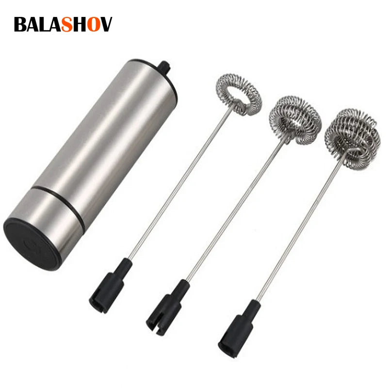 Electric Milk Frother Wireless Handheld Electric Powerful Stainless Steel Spring Mixer Foam Whisk Maker for Coffee Cappuccino