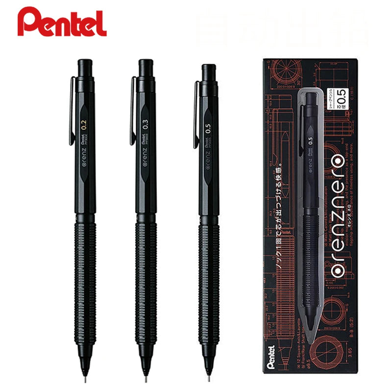 Pentel Orenz Nero PP3003-A Mechanical Pencil, 0.3 mm 0.5 mm  Automatic Reeling Mechanism Japanese Olens System Graphite Pencils