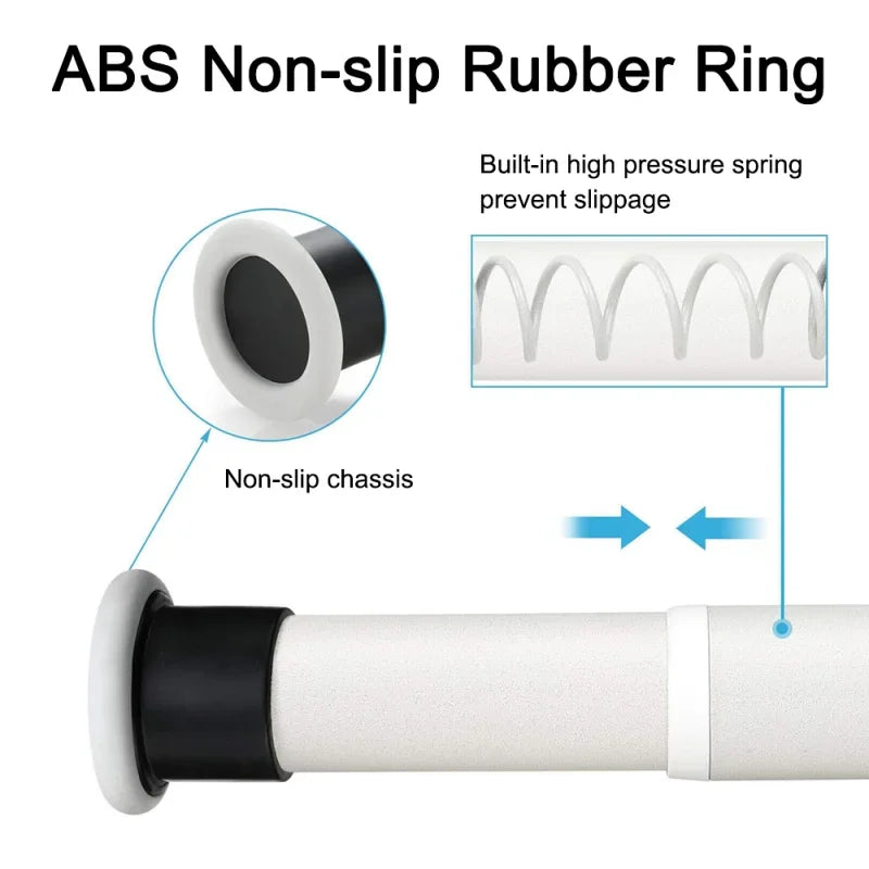 Curtain Rods Adjustable Drapery Rods Shower Curtain Rods No Drilling Non-Slip Telescopic Rod 70-360cm Optional