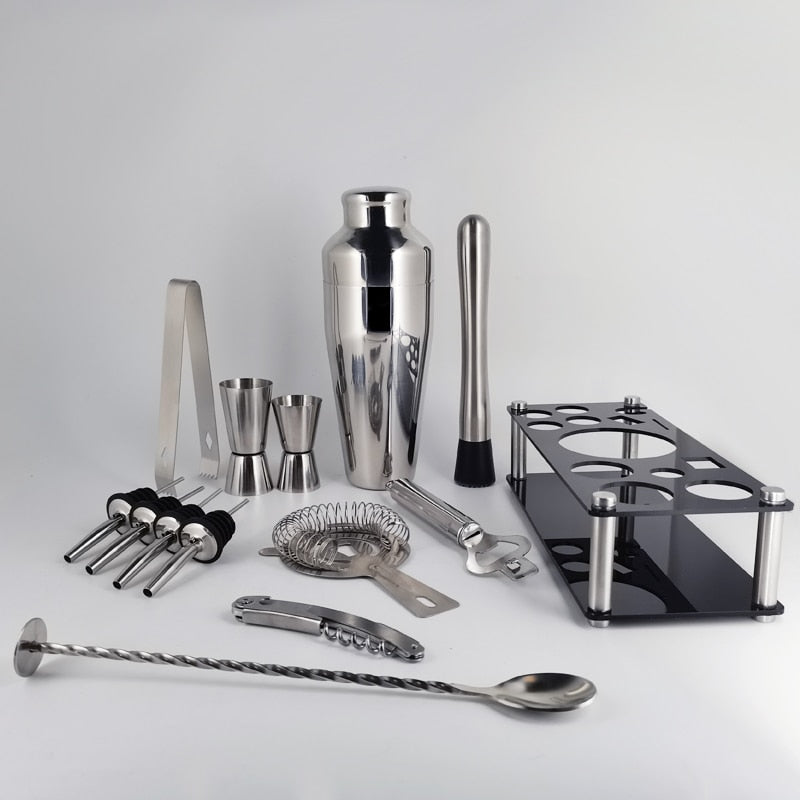 Boston Cocktail Shaker Mixer Kit Bar Bartender 750/600ml 550ML Stainless Steel Glass Shakers Spoon Pourer Straw Ice Tong Tools