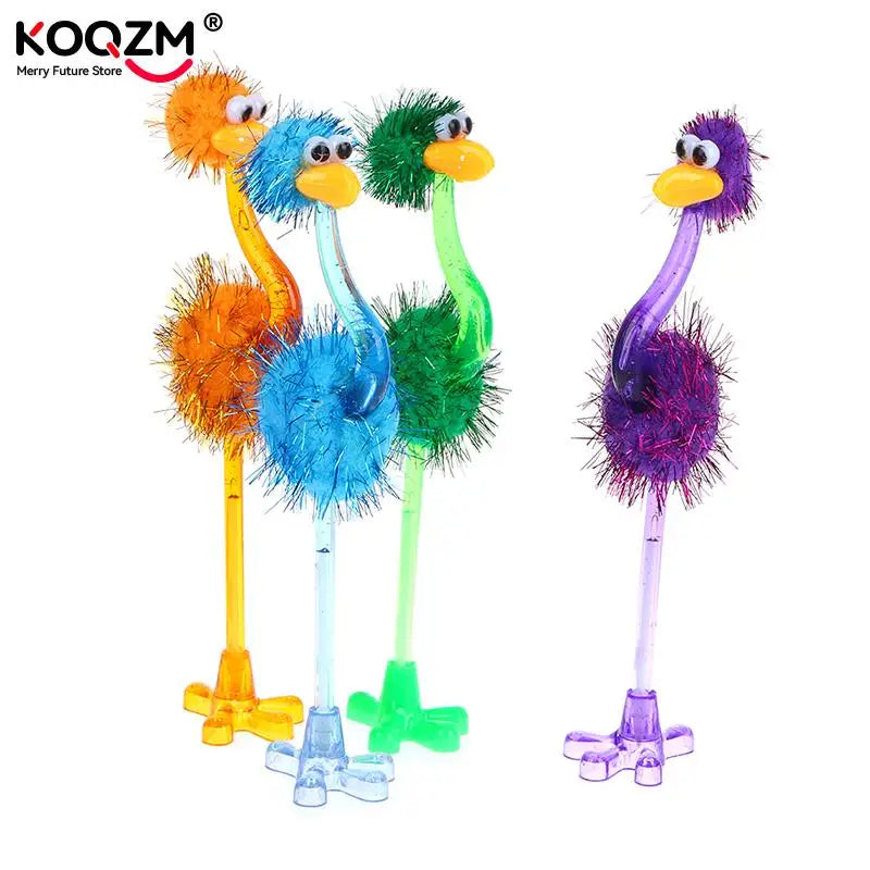 1pc Kawaii Cartoon Ostrich Shape Ballpoint Pen Blue Ink Creative Feather Pens For Student Office Writing Stationery Supplies