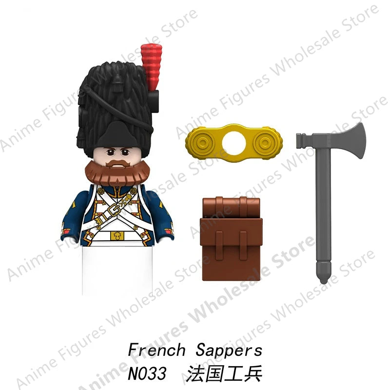 Medieval Napoleonic War French Dragoon British Soldiers Pirates Figures Army Scottish Fuisiler Building Blocks Weapons Brick Toy