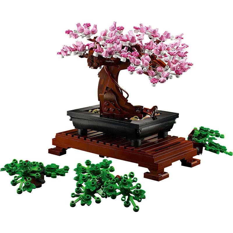 Bonsai Tree Flower Bouquet Perpetual Building Block Bricks Model Home Decoration Plant Potted Gift Kids Set Compatible 10281