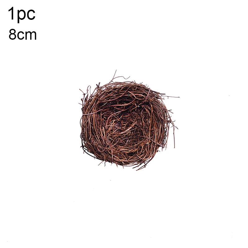 8-25cm Round Rattan Bird Nest Easter Decoration Bunny Eggs Artificial Vine Nest For Home Garden Decor Happy Easter Party Supply