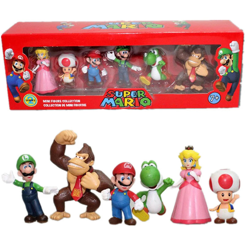 Super Mary Series Action Figure Toys Mario Bros Luigi Yoshi Donkey Kong Wario Anime Model Ornaments Children Birthday Gifts