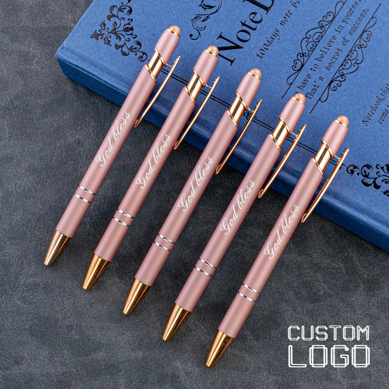 Personalized Custom LOGO Metal Rose Gold Ball Point Pen Business Advertising Gift Pens School Teacher Stationery Office Supplies