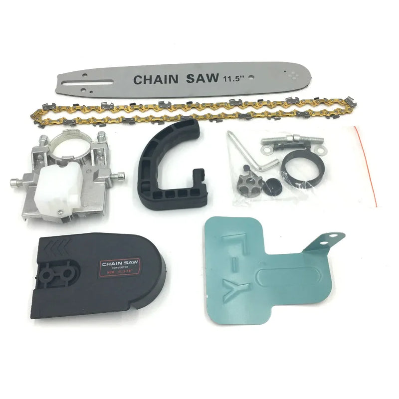 DIY Electric Chainsaw 11.5 Inch Chainsaw Bracket Set Change 10mm and 11.5mm Angle Grinder into Chain Saw Woodworking Power Tool