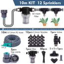 3/8" 9/12mm Misting Cooling System 0.6mm Nozzles Fine Atomizer PE Tubing Filter Self-priming Pump Garden Irrigation Watering Kit