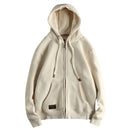 Autumn Winter American Retro Heavyweight Long Sleeved Hooded Hoodies Men's Simple Thickened Velvet Casual Cardigan Sweatshirts