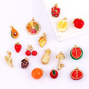 3D Fruit Strawberry Grape Mango Pineapple Water Melon Cherry Banana Charm Pendant , Jewelry Necklace Bracelet Making Supply M15