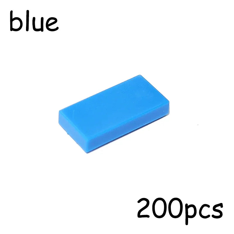 200PCS MOC Assemble Particles 3069 30070 1x2 Bricks Flat Tile Smooth 1*2 Building Blocks DIY Educational Creative Toy for Kids