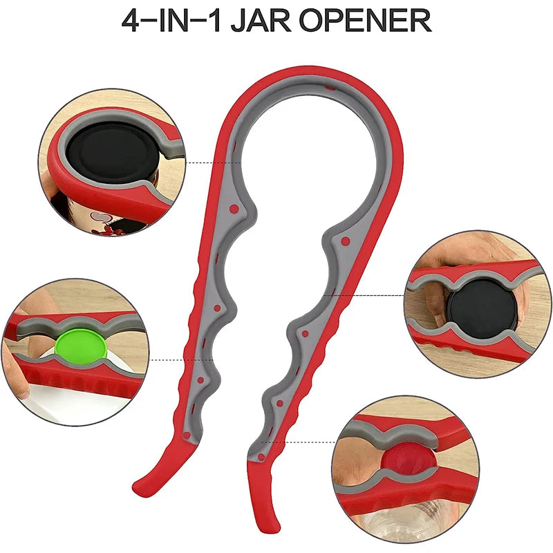 LMETJMA Jar Opener for Weak Hands 5 in 1 Multi Function Can Opener Bottle Opener Kit with Non Slip Silicone Handle JT175