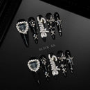 10Pcs Y2K Spicy Girl Long Coffin Handmade Press On Nails 3D Sanrio Hello Kitty Bear Pearl Diamond Pentagram Wearable False Nail