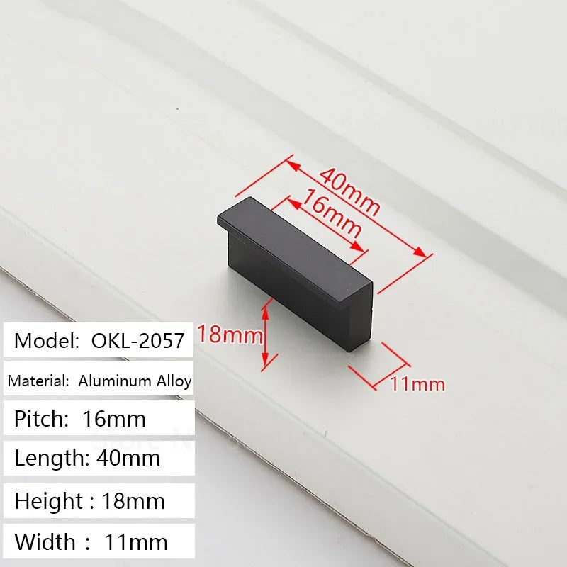 Black Golden Modern Cupboard Kitchen Hardware Wardrobe Closet Pull T Bar Aluminum Alloy Cabinet Drawer Knob Box Handle