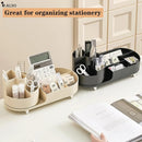 Rotating Makeup Organizer for Vanity with Brush Holder Cosmetic Storage Spinning Skincare Countertop Perfume Lotion Display Case