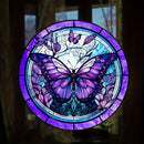 Purple Blue Butterfly Faux Stained Glass Door Hanger WindowHanging Pendant Suncatcher Window Decor GardenLiving Room Decor