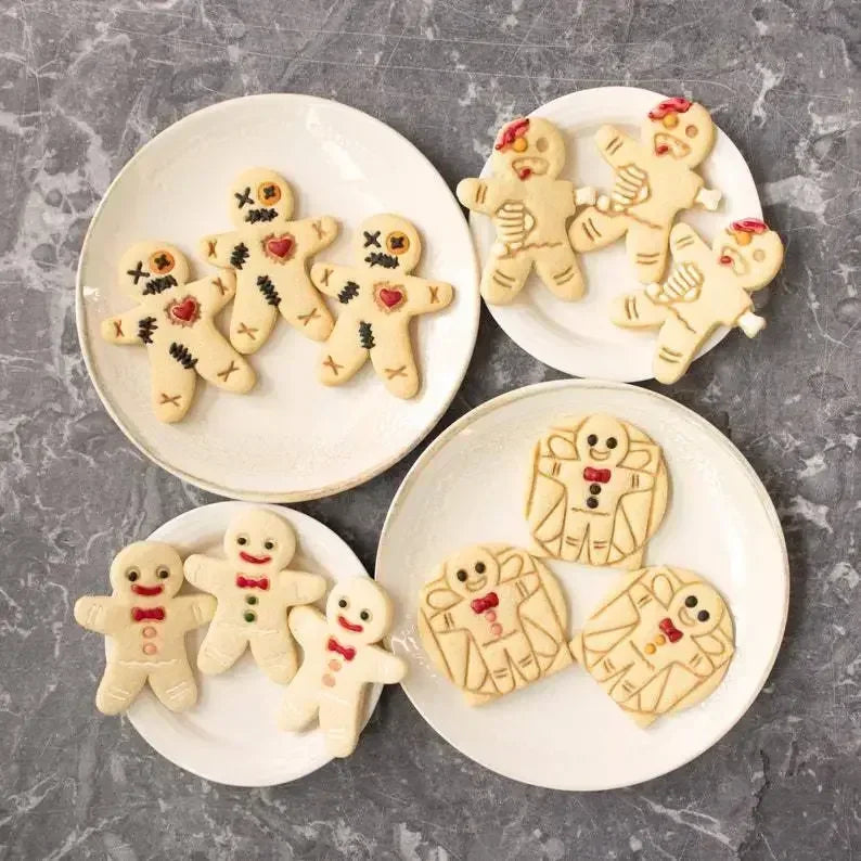 3/1pcs Christmas Gingerbread Cookie Cutter Gingerbread Man Skull Candy Biscuits Baking Mould For Xmas Halloween Party Cake Decor