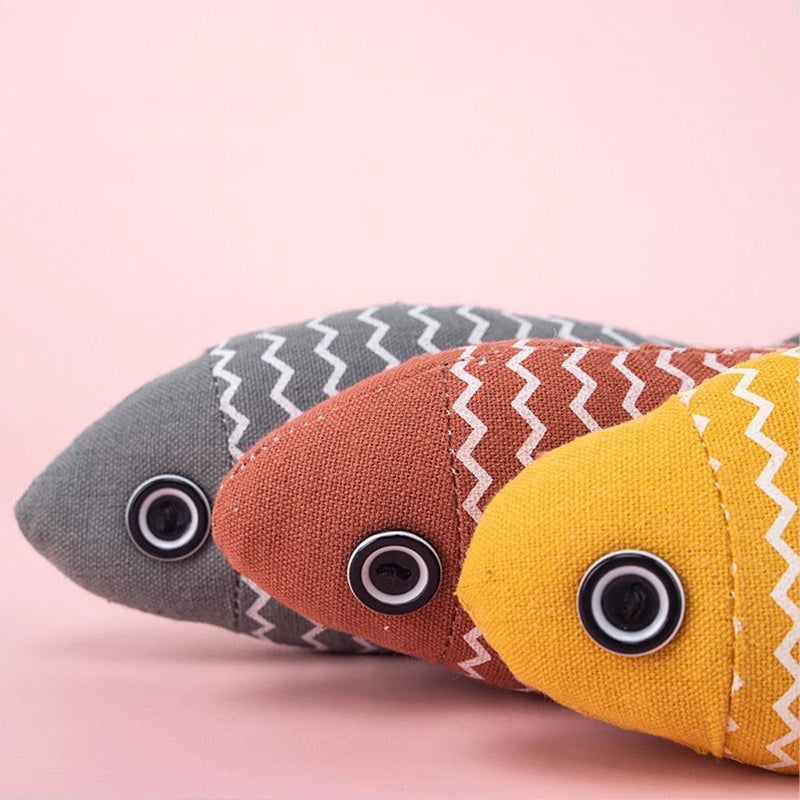 Cat toys self-stimulating and relieving boredom bite-resistant teeth-cleaning burlap fish molar toys cat toys cat simulation fis