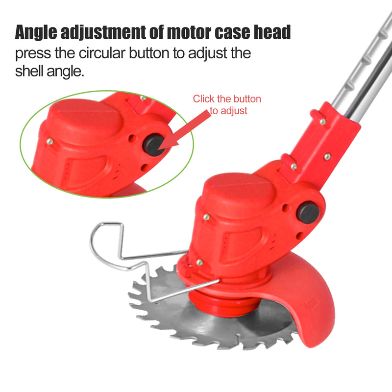 CONENTOOLMetal Blade Cordless Strimmer Set Electric Lawns Garden + Blades Detachable Grass Trimmers 21V Rechargeable 2 Batteries