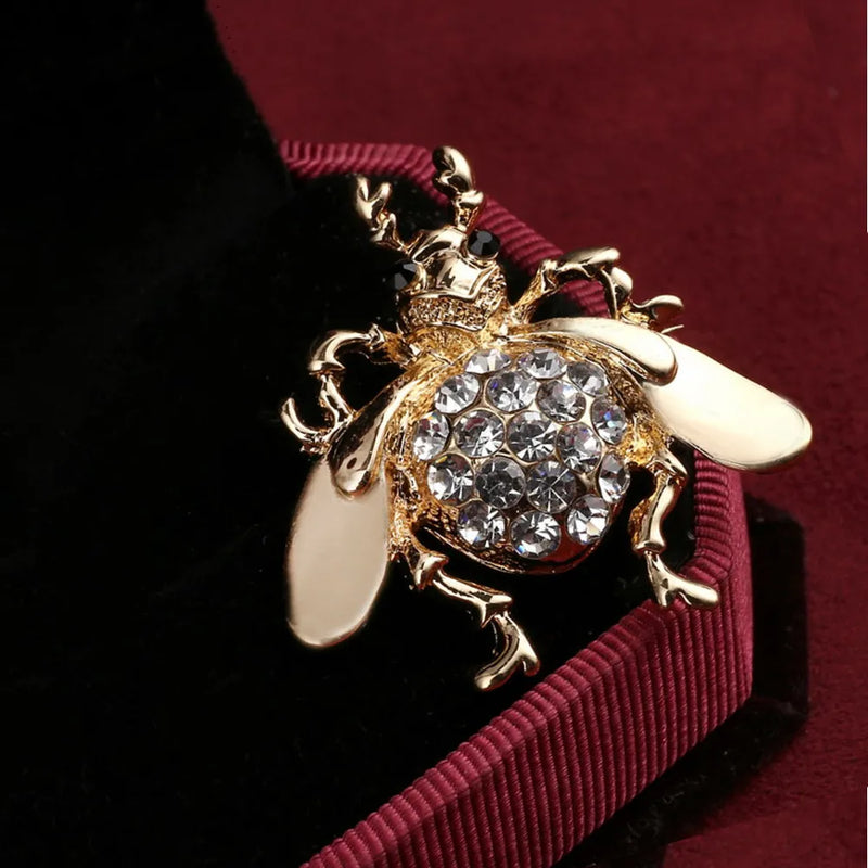 Hesiod Fashion Jewelry Wholesale Crystal Brooch Pin Vivid Dung Beetle Rhinestone Collar Brooches Dress Decoration Gold Plated