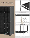 Hzuaneri Wardrobe, Fabric Wardrobe, 162 x 43 x 175 cm, Portable Wardrobe for Bedroom,3 Clothes Rails with Non-Woven Fabric Cover