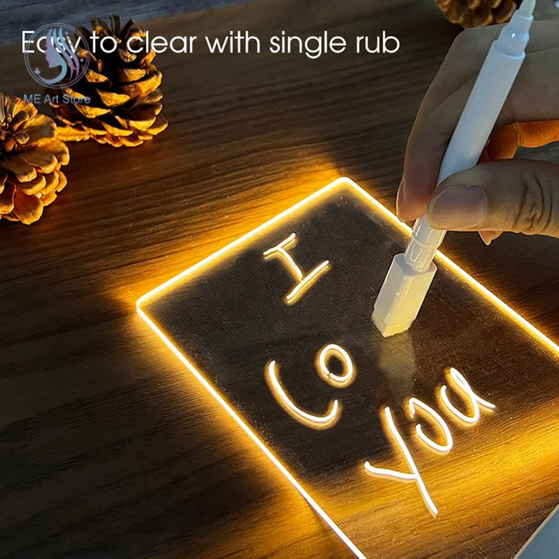 Creative 7 Color LED Night Light Note Board Rewritable Message Board with Warm Soft Light USB Power Night Lamp Holiday Gift