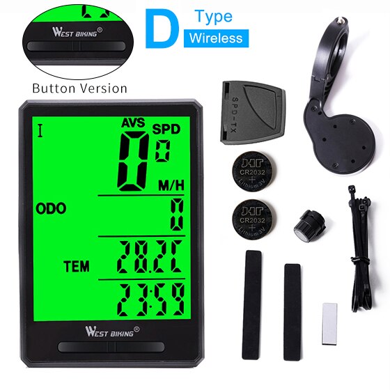 WEST BIKING Bike Computer Multifunction LED Digital Rate MTB Bicycle Speedometer Wireless Cycling Odometer Computer Stopwatch