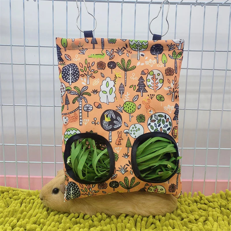 Hanging 2/3 Holes Hay Bag for Bunny Guinea Pigs Small Animal Feeder Rabbit Food Dispensers Bag Cage Accessories Pet Feeding Bag