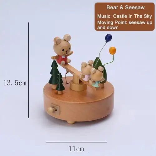 Elegant Wooden Music Box Castle Carousel Musical Box Birthday Christmas Gift For Girlfriend Boyfriend Music Sound Box Present