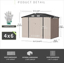 Storage Shed 6x4 FT Metal Shed Galvanised Steel Garden Shed with Lockable Doors Outdoor Waterproof Shed for Bike Storage, Tool