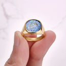 Trend Colourful Signet Square Ring Metal Glossy Geometric Width Crystal Bud Finger Punk Style Fashion Ring Jewelry Accessories