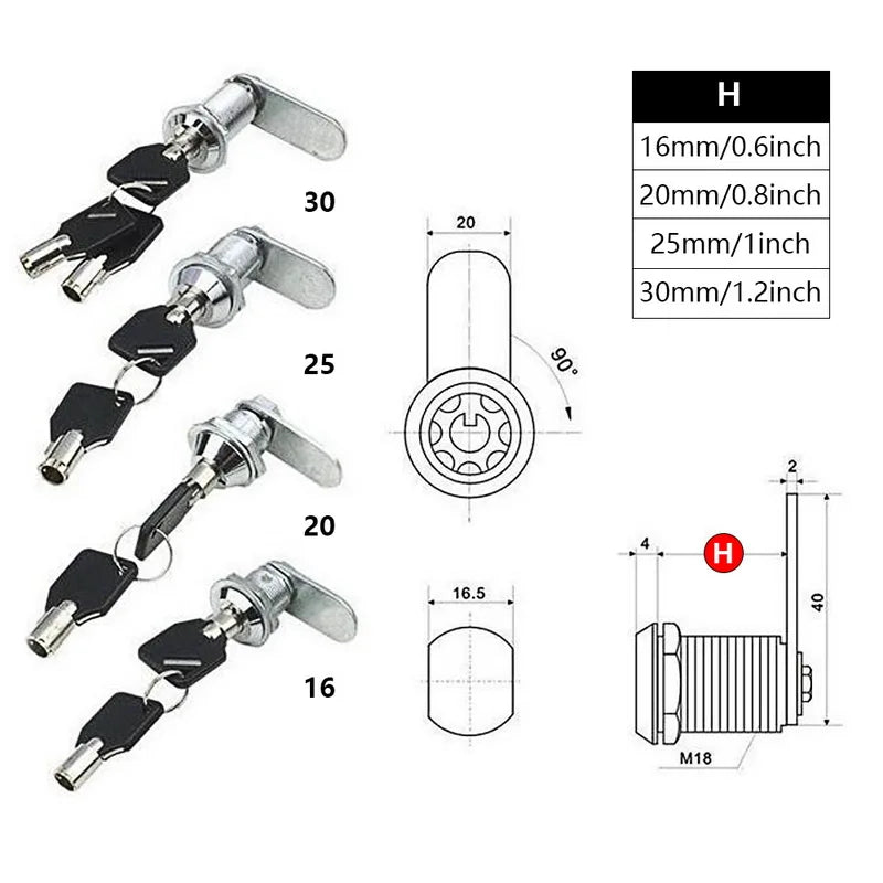 Cylinder Locks Door Cabinet Mailbox Padlock Drawer Cupboard Box  With 2 Keys For Furniture Hardware 103 Series