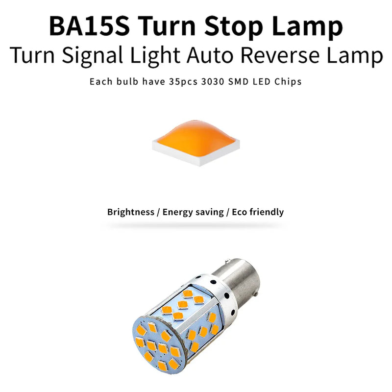 2pcs 1156 BA15S P21W BAU15S PY21W 1157 BAY15D P21/5W 3030 35SMD Canbus No Error LED Bulb Turn Signal Light Auto Reverse Lamp