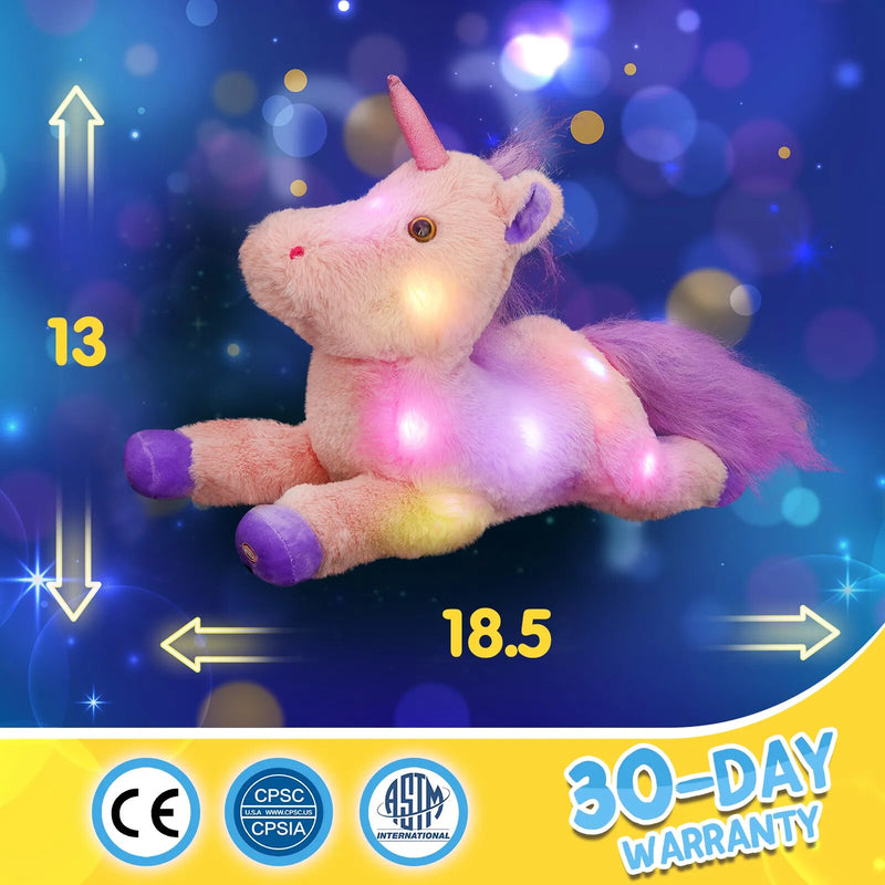 LED Light Luminous Unicorn Plush Toy Night Light Glowing Cotton Cute Toy for Girls Pink Stuffed Animals Toy for Children