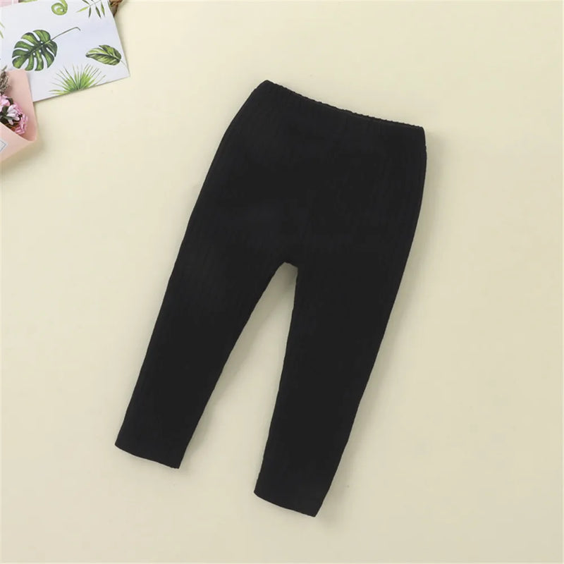 Infant Baby Girls Boys Leggings with Vertical Pattern, Elastic Waist Adjustable Solid Color Simple Spring Clothing 0-18M