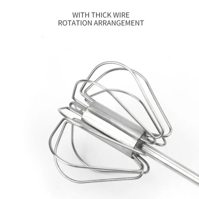 Semi Automatic Mixer Whisk Egg Beater Stainless Steel Manual Hand Mixer Self-Turning Cream Utensils Kitchen Mixer Egg Tools