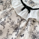 2PCS Summer Floral Baby Girl Suit New Autumn Fashion Lace Bow Baby Girls' Set Peter Pan Collar Shirt and Shorts Princess Outfits