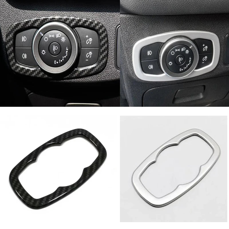 For Ford Focus 2019 2020 For Ford Fiesta MK8 2017 2018 Carbon Fiber Car Headlight Head Lamp Switch Cover Trim Inner Accessories