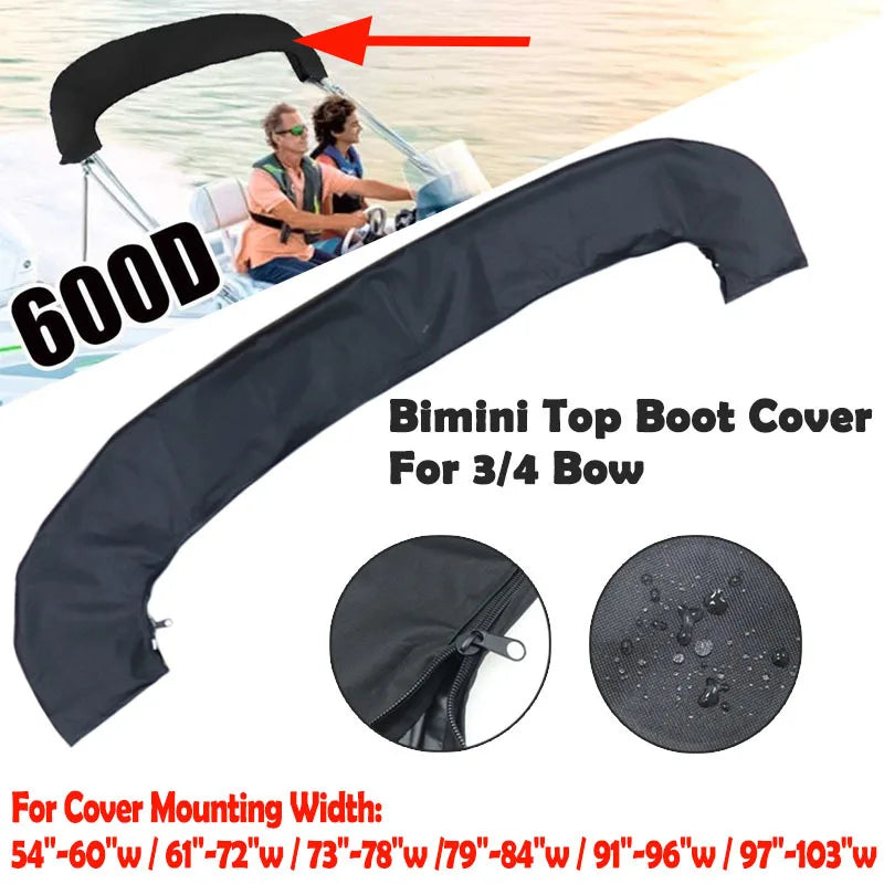 Waterproof 600D 3/4 Bow Bimini Top Boot Cover No Frame Yacht Boat Cover With Zipper Anti UV Dustproof Cover Marine Accessories