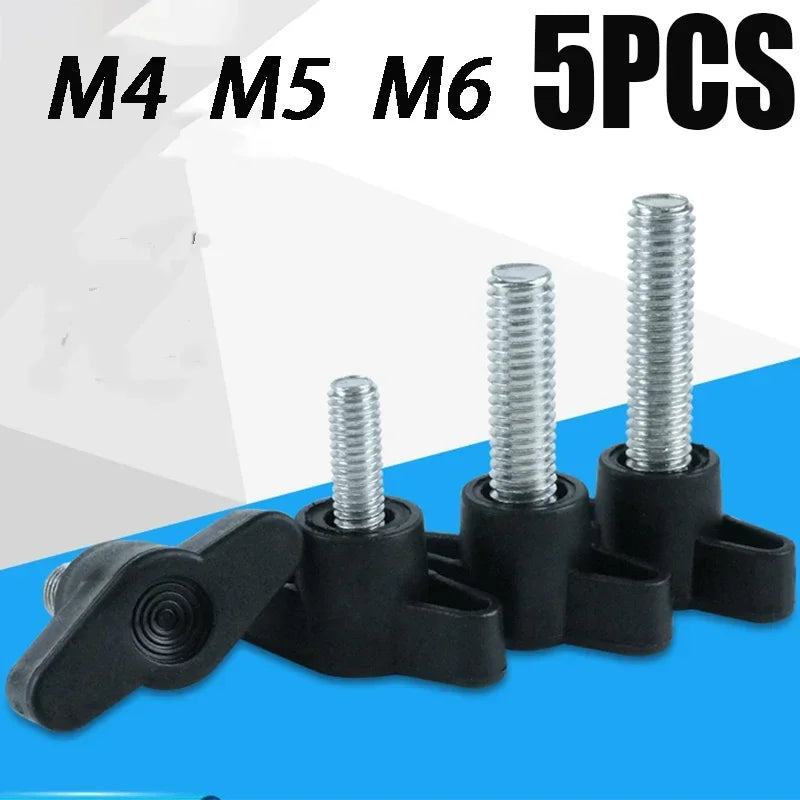 5pcs Wing Screws Hand Screw Butterfly Type Screw Plastic Head Z-shaped Handle Bolt Screw Wrapped with Glue Handle Bolt M4 M5 M6