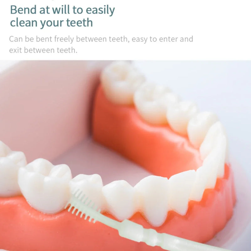 200pcs Plastic Toothpicks Double Head Teeth Sticks Interdental Brush Dental Floss PP Tooth Picks Flosser Oral Hygiene Care