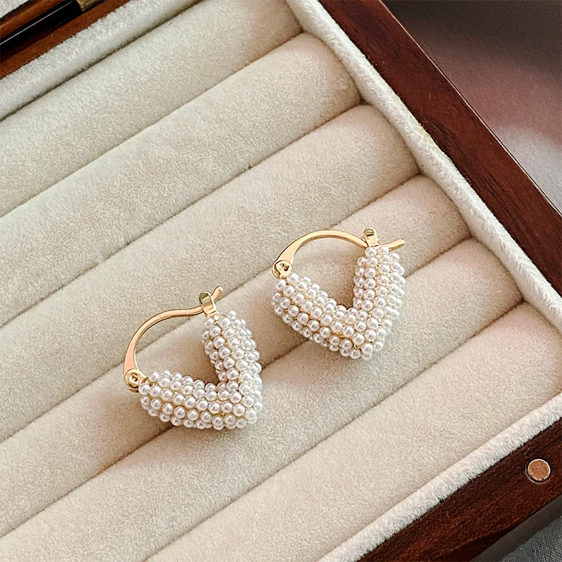 New Unique Style Pearl Heart shaped Pendant Earrings Valentine's Day Christmas Luxury Accessories For Women‘s 2023 New Jewelry
