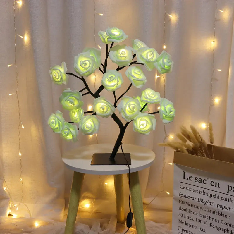 LED Table Lamp Rose Flower Tree USB Night Lights Christmas Decoration Gift for Kids Room Rose Flower Lighting Home Decoration