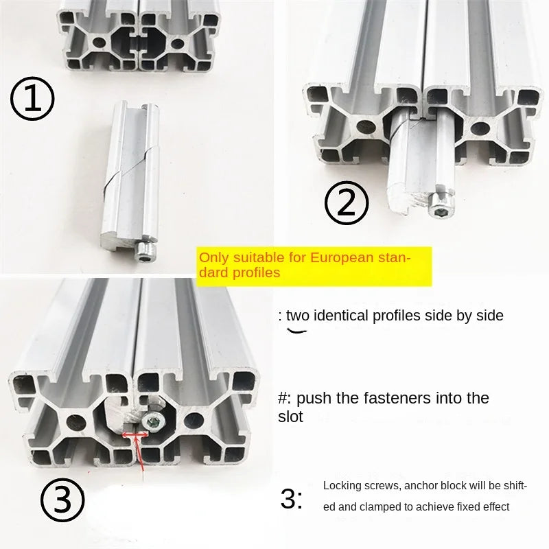 European Standard Aluminum Profile One-Line Connector Parallel Clamping Head 20 30 40 45 Docking Fixed Block Built-in Connector