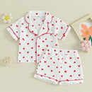 ma&baby 6M-4Y Valentine's Day Infant Toddler Kid Baby Girl Boy Clothes Set Short Sleeve Tops  Heart Print Shorts Pajama Summer