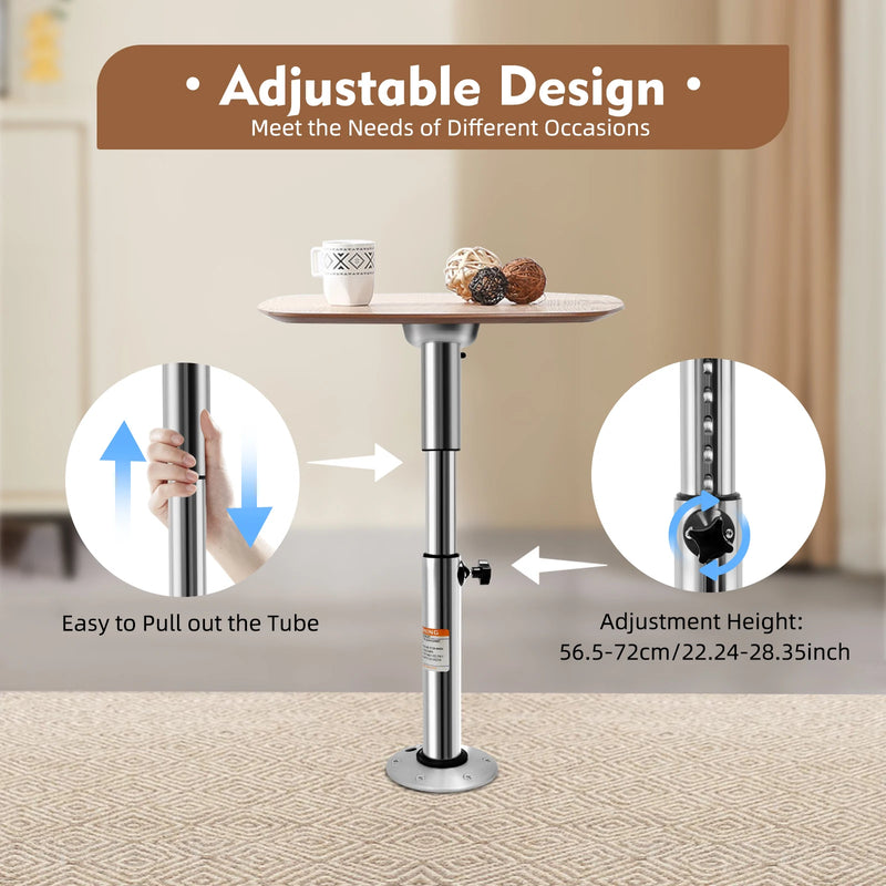Aluminum Adjustable Table Pedestal Kit Detachable Table Base Stand Leg Base Mount Frame for Caravans, Motorhomes, Yachts